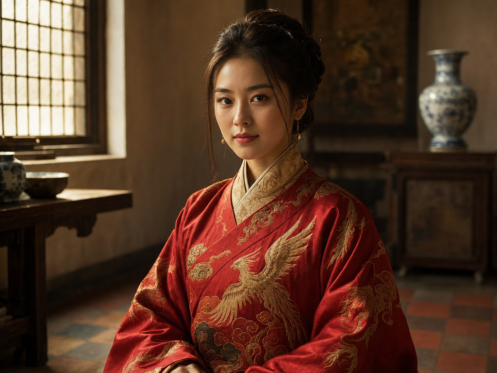Ming dynasty silk × Vermeer Dutch interior