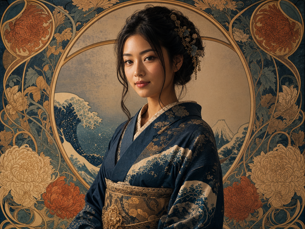 Edo ukiyo-e × Mucha art nouveau