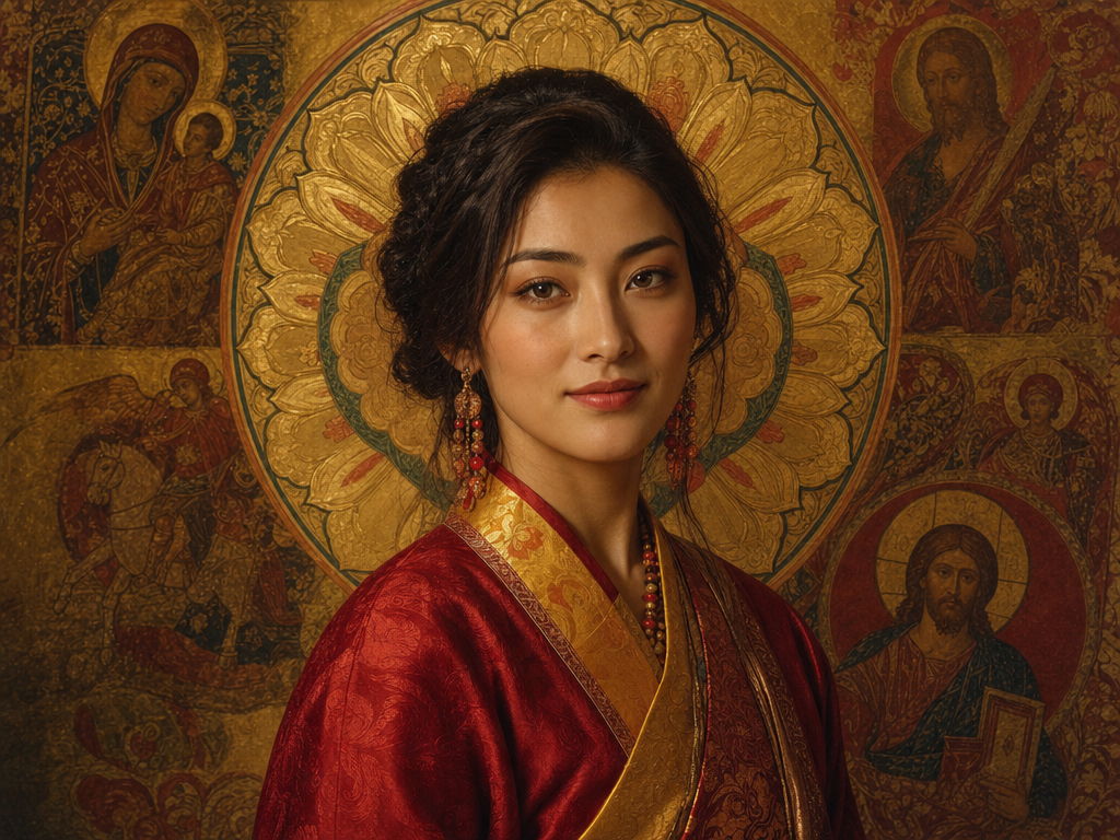 Tibetan thangka × Russian Byzantine icon