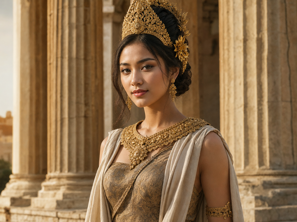Khmer Angkor apsara × Greek classical